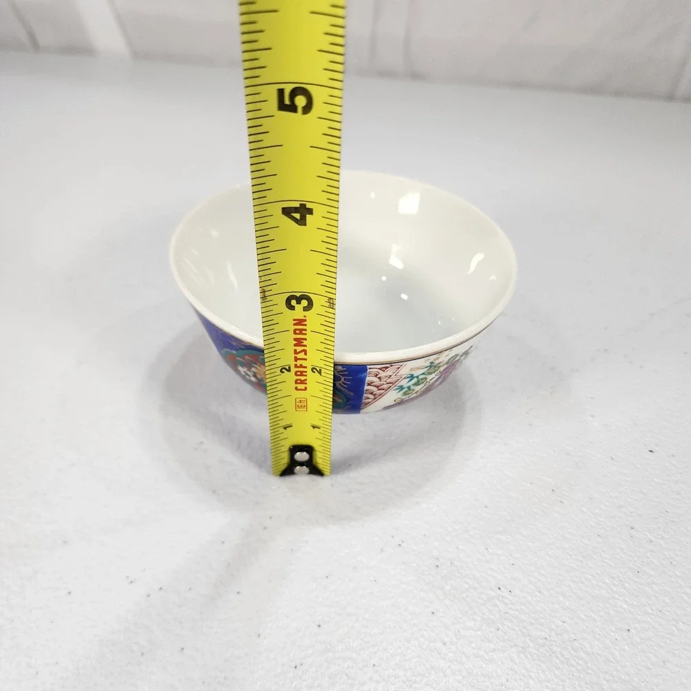 Vintage Japanese Imari Rice Bowl Mid Century Porcelain Floral Gold Cobolt Blue